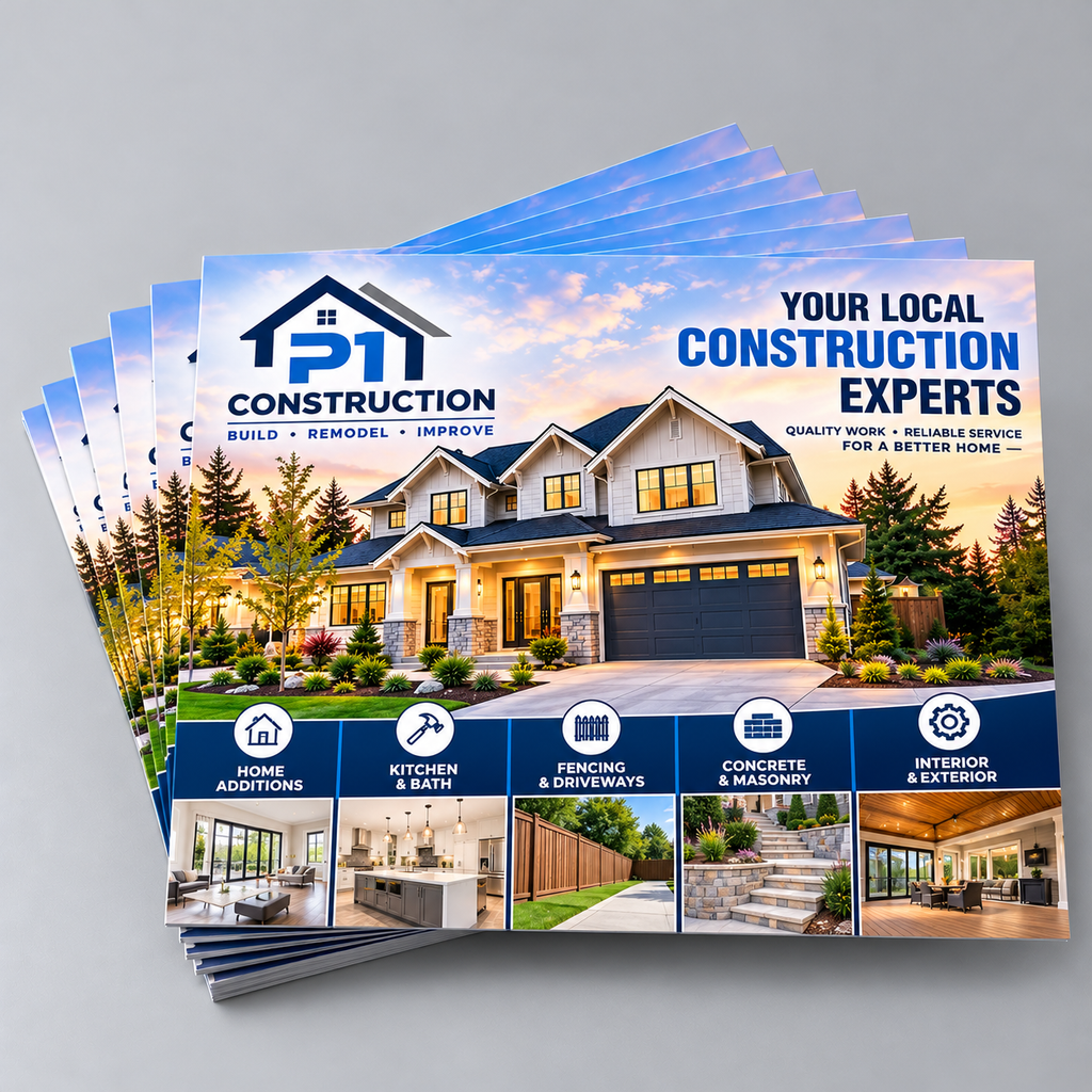 P1 Construction postcards mockup